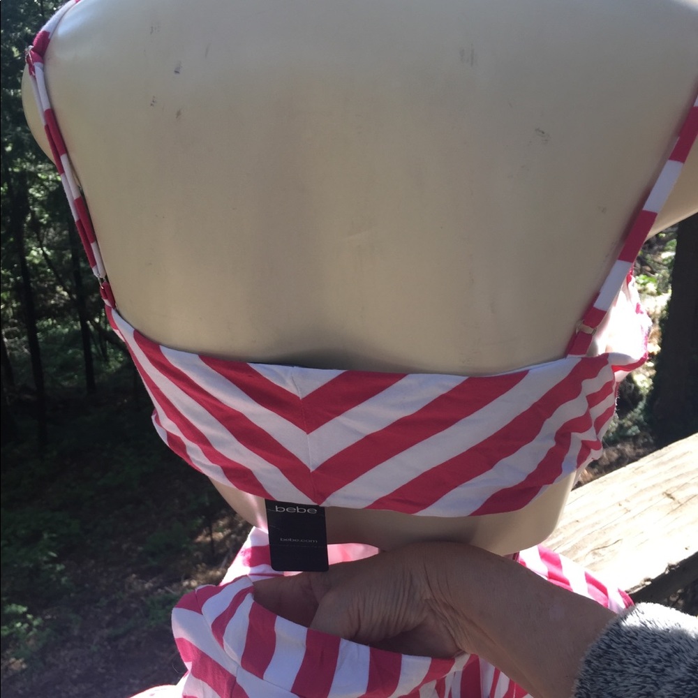 Bebe dusty rose and white striped halter sun dress - Picture 12 of 12